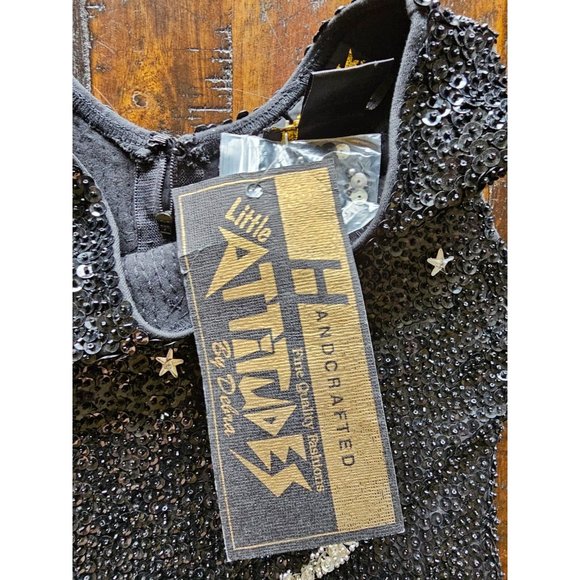 Little Attitudes by Debra Green Hand-Beaded Sequin A-Line Dress, Pageant SZ 7 - Picture 7 of 16